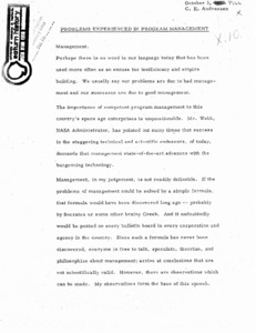 "Problems experienced in program management."