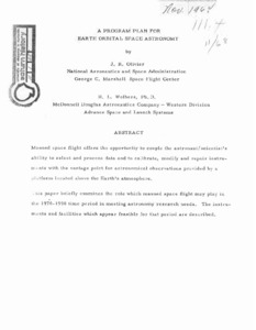 "A Program plan for earth orbital space astronomy."