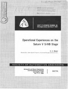 "Operational Experiences on the Saturn V S-IVB stage."