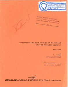 "Opportunities for European Payloads on the Saturn Vehicle."