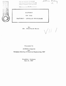 "Report on the Saturn-Apollo program."