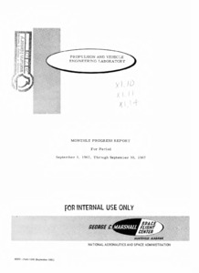 "Propulsion and Vehicle Engineering Laboratory monthly progress report (September 1, 1967 through September 30, 1967)."