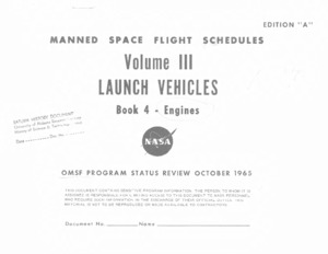 "Manned space flight schedules. Vol. III, launch vehicles : book 4, engines."