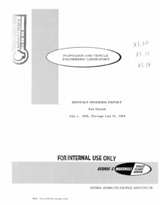 "Propulsion and Vehicle Engineering Laboratory Monthly progress report : July, 1968."