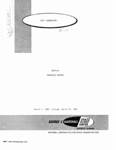 "Test Laboratory monthly progress report : March, 1967."