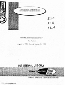 "Propulsion and Vehicle Engineering Laboratory monthly progress report : August, 1968."
