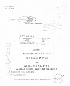"MSFC Manned Space Flight Program status for December 18, 1962 Management Council meeting."
