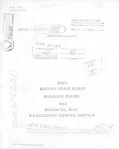 "MSFC Manned Space Flight Program status for presentation to the Management Council, March 26, 1963."