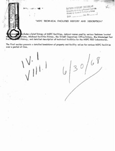 "MSFC technical facilities history and description."