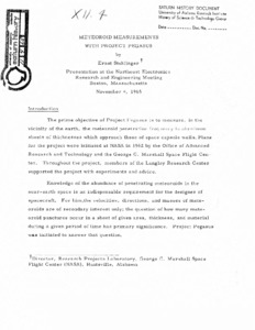 "Meteoroid measurements with Project Pegasus."