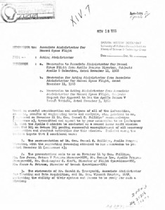 "Memorandum to Associate Administrator for Manned Space Flight for Acting Director."