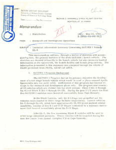 "Memorandum : technical information summary concerning Saturn I vehicle SA-6."