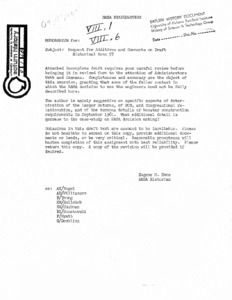 "Memorandum : request for additives and comments on draft historical note 57."