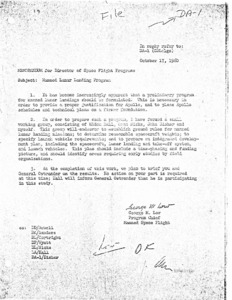 "Memorandum for Director of Space Flight Programs" related to the "Manned Lunar Landing Program."