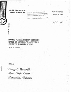 "Manned planetary flyby missions (based on Saturn/Apollo Systems) : executive summary report."
