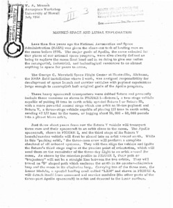 "Manned space and lunar exploration."