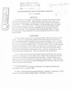 "Measurements on the Saturn space vehicle."