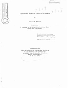 "Liquid Rocket Propellant Compatibility Testing."