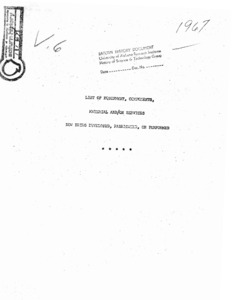 "List of Equipment, Components, Materials, and/or Services Now Being Developed, Fabricated or Performed."