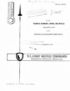 "List of Technical Documents, Papers and Articles Published in 1967."