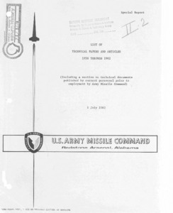 "List of Technical Papers and Articles 1958 Through 1962."