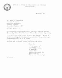 "Letter from Mr. David L. Christensen."