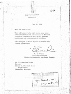 "Letter to Dr. Wernher von Braun."