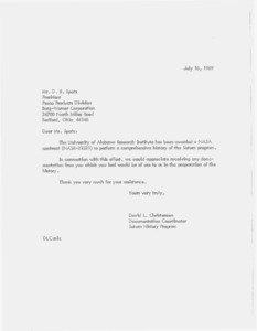 "Letter to Mr. D. R. Spotz."