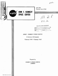 "John F. Kennedy Space Center: A Selective Bibliography."