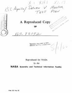 "KSC Apollo/Saturn V Master Test Plan."