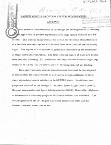 "Launch Vehicle Recovery System Requirements."