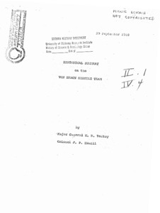 "Historical Summary on the Von Braun Missile Team."