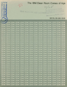 "The IBM Clean Room Comes of Age."