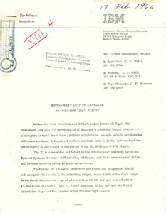"Instrument Unit to Navigate Saturn IB's First Flight.".