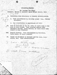 Von Braun, Wernher, Interview Outline.