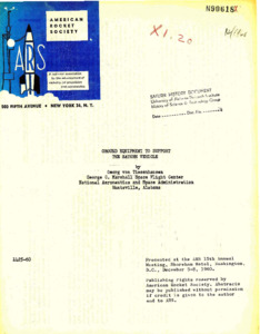 "Ground Equipment to Support the Saturn Vehicle."