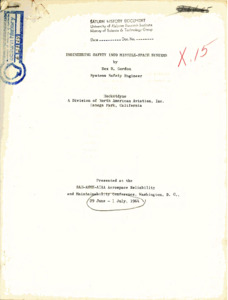 "Engineering Safety Into Missile-Space Systems."