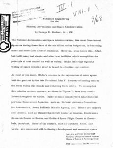 "Facilities Engineering for the National Aeronautics and Space Administration."