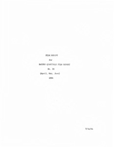 "Film Script for Saturn Quarterly Film Report, Nr. 20 (April, May, June) 1964."