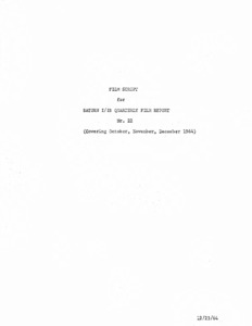 "Film Script for Saturn I/IB Quarterly Film Report, Nr. 22 (Covering October, November, December 1964)."