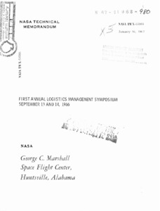 "First Annual Logistics Management Symposium: September 13 and 14, 1966."