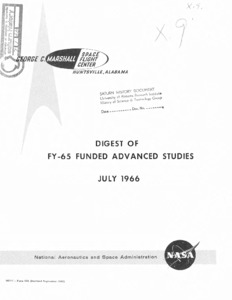 "Digest of FY-65 Funded Advanced Studies:July 1966."