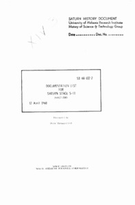 "Documentation List for Saturn Stages S-11."