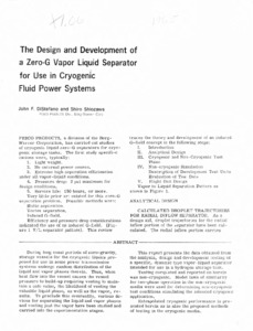 "Design and Development of a Zero-G Vapor Liquid Separator For Use in Cryogenic Fluid Power Systems."
