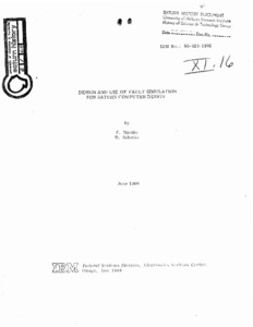 "Design and Use of Fault Simulation for Saturn Computer Design."