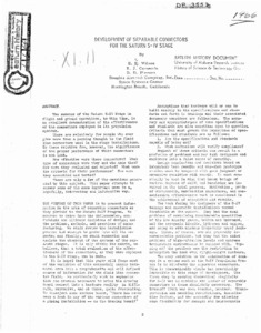 "Development of Separable Connectors for the Saturn S-IV Stage."