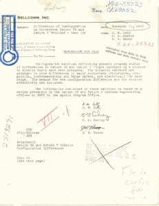 Differences of configuration in successive Saturn IB and Saturn V vehicles- case 330.