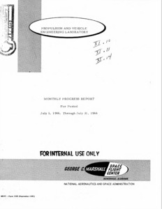 "Propulsion and Vehicle Engineering Laboratory monthly progress report (July 1, 1966 through July 31,1966)."