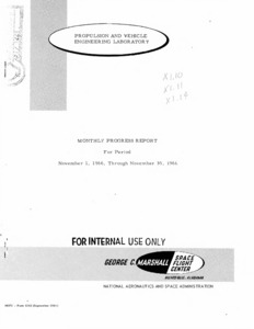 "Propulsion and Vehicle Engineering Laboratory monthly progress report (November 1, 1966 through November 30, 1966)."