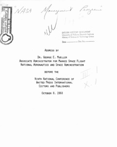 "NASA management programs."